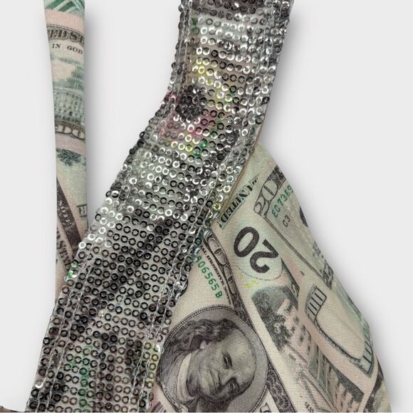 Artista Active Pole Dancing Wear Sports Bra in Dollar Bill Money Print Size L - Picture 2 of 4
